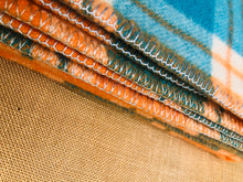 Load image into Gallery viewer, Super Bright Orange and Turquoise SINGLE Super Thick and Soft - Fresh Retro Love NZ Wool Blankets