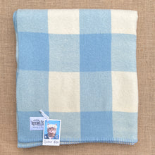 Load image into Gallery viewer, Blue & Cream Check SINGLE Vintage NZ Wool Blanket