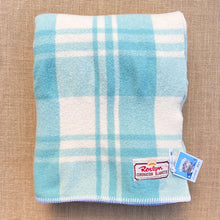 Load image into Gallery viewer, Mint & Cream Check Small SINGLE Roslyn Pure Wool Blanket