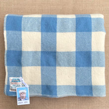 Load image into Gallery viewer, Petone Classic Blue & Cream Check DOUBLE New Zealand Wool Blanket