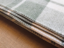 Load image into Gallery viewer, Moss Green & Cream SINGLE Pure Wool Blanket. - Fresh Retro Love NZ Wool Blankets