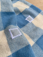 Load image into Gallery viewer, Petone Classic Blue & Cream Check DOUBLE New Zealand Wool Blanket