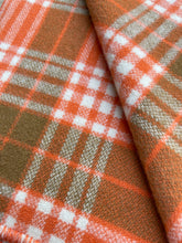 Load image into Gallery viewer, Bright Retro 70's Orange and Olive SINGLE New Zealand Wool Blanket