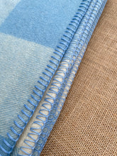 Load image into Gallery viewer, Blue & Cream Check SINGLE Vintage NZ Wool Blanket