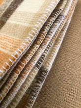 Load image into Gallery viewer, Thick Brown Check Winter Weight SINGLE New Zealand Wool Blanket - Fresh Retro Love NZ Wool Blankets
