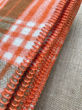 Load image into Gallery viewer, Bright Retro 70's Orange and Olive SINGLE New Zealand Wool Blanket