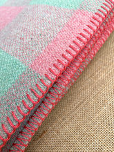 Load image into Gallery viewer, Mint and Rouge Check Calypso QUEEN New Zealand Wool Blanket