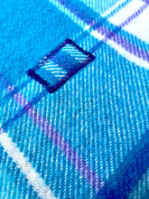 Load image into Gallery viewer, Bright Retro Turquoise & Purple THROW New Zealand Wool Blanket