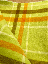 Load image into Gallery viewer, Retro Pistachio Green SINGLE bright with patch repair. Wondawarm! - Fresh Retro Love NZ Wool Blankets