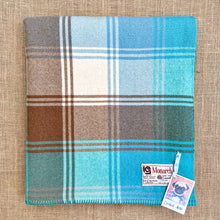 Load image into Gallery viewer, Gorgeous Turquoise, Blues and Brown SINGLE New Zealand Wool Blanket