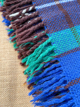 Load image into Gallery viewer, Smooth Blue & Green Classic TRAVEL RUG Pure Wool Blanket