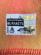 Load image into Gallery viewer, Subtle Coral Pink & Olive SINGLE Pure New Zealand Wool Blanket.