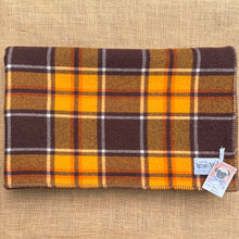 Load image into Gallery viewer, Vibrant Retro QUEEN Wool Blanket Warm Brown Check