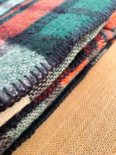 Load image into Gallery viewer, Rustic Green & Red THROW Pure Wool Blanket