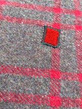 Load image into Gallery viewer, Vintage Red Check Army Grey SINGLE Pure NZ Wool Blanket