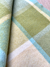 Load image into Gallery viewer, Olive and Turquoise Check Roslyn SINGLE New Zealand Wool Blanket