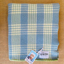 Load image into Gallery viewer, Blue with a twist of Lime SINGLE Pure Wool Blanket.