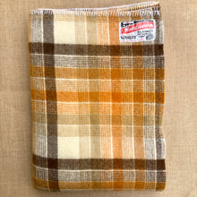 Load image into Gallery viewer, Thick Brown Check Winter Weight SINGLE New Zealand Wool Blanket - Fresh Retro Love NZ Wool Blankets