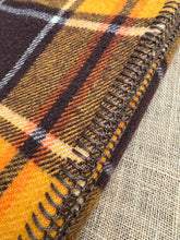 Load image into Gallery viewer, Vibrant Retro QUEEN Wool Blanket Warm Brown Check