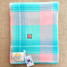 Load image into Gallery viewer, Turquoise & Pink SINGLE New Zealand Wool Blanket