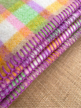 Load image into Gallery viewer, Bright Mini-check Multi Colour SINGLE New Zealand Wool Blanket.