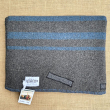 Load image into Gallery viewer, Grey Army Blanket SINGLE with Blue Stripe New Zealand Wool Blanket