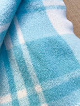 Load image into Gallery viewer, Mint & Cream Check Small SINGLE Roslyn Pure Wool Blanket