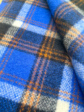 Load image into Gallery viewer, Ultra Thick Royal Blue Plaid SINGLE New Zealand Wool Blanket