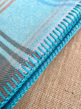 Load image into Gallery viewer, Gorgeous Turquoise, Blues and Brown SINGLE New Zealand Wool Blanket