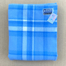 Load image into Gallery viewer, Super Soft & Thick KING SINGLE in Blue Check New Zealand Wool Blanket