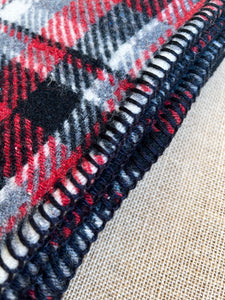 Red, Black & Grey SINGLE/TRAVEL RUG New Zealand Wool