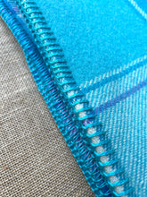 Load image into Gallery viewer, Bright Retro Turquoise & Purple THROW New Zealand Wool Blanket
