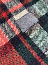 Load image into Gallery viewer, Rustic Green & Red THROW Pure Wool Blanket