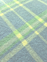 Load image into Gallery viewer, Powder Blue, Mint &amp; Cream Check SINGLE New Zealand Wool Blanket
