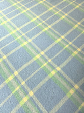 Load image into Gallery viewer, Powder Blue, Mint &amp; Cream Check SINGLE New Zealand Wool Blanket
