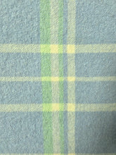 Load image into Gallery viewer, Powder Blue, Mint &amp; Cream Check SINGLE New Zealand Wool Blanket
