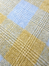 Load image into Gallery viewer, Gentlemanly Tweed SINGLE blanket in soft blue, mustard and cream
