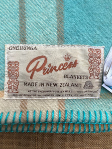 Fresh Retro Fav! Onehunga Tiki Princess SINGLE New Zealand Wool Blanket