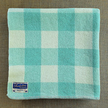 Load image into Gallery viewer, Mint &amp; Cream Check SINGLE New Zealand Wool Blanket

