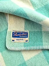 Load image into Gallery viewer, Mint &amp; Cream Check SINGLE New Zealand Wool Blanket

