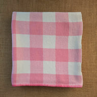 Pink & Cream Check SINGLE New Zealand Wool Blanket