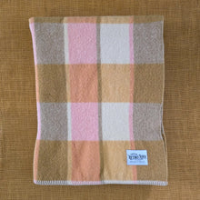 Load image into Gallery viewer, Pink, Caramel &amp; Cream Plaid COT/KNEE New Zealand Wool Blanket
