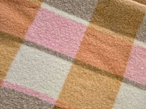 Pink, Caramel & Cream Plaid COT/KNEE New Zealand Wool Blanket