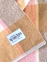 Load image into Gallery viewer, Pink, Caramel &amp; Cream Plaid COT/KNEE New Zealand Wool Blanket
