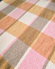 Load image into Gallery viewer, Pink, Caramel &amp; Cream Plaid COT/KNEE New Zealand Wool Blanket
