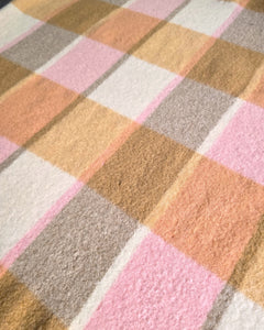 Pink, Caramel & Cream Plaid COT/KNEE New Zealand Wool Blanket
