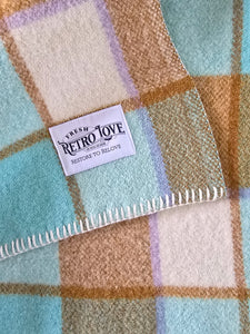Soft Aqua/Cream/Mustard COT/KNEE New Zealand Wool Blanket