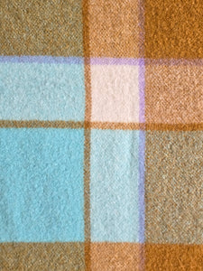 Soft Aqua/Cream/Mustard COT/KNEE New Zealand Wool Blanket