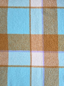 Soft Aqua/Cream/Mustard COT/KNEE New Zealand Wool Blanket