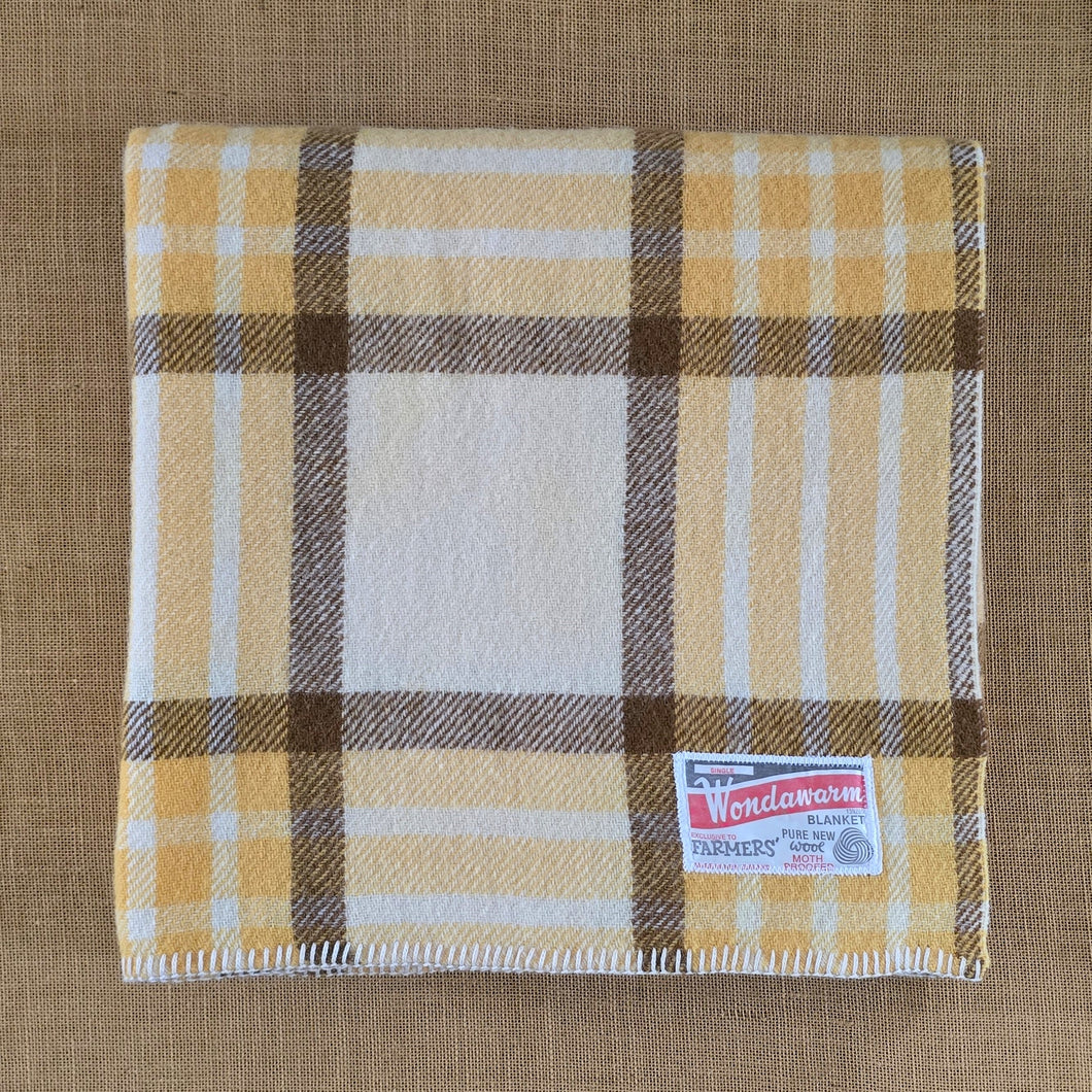Gold, Cream, & Chocolate QUEEN New Zealand Wool  BEDSCARF